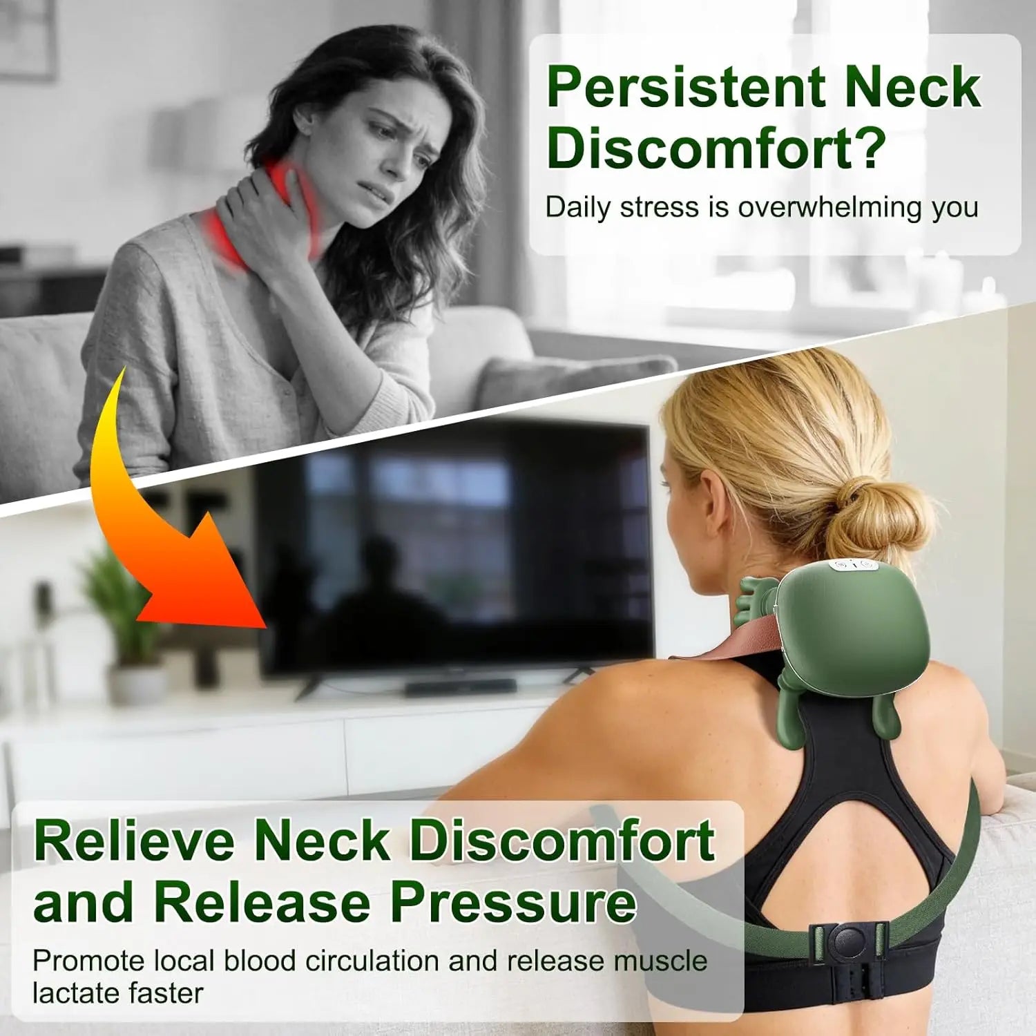 Wireless Neck Massager with Heat and Vibration